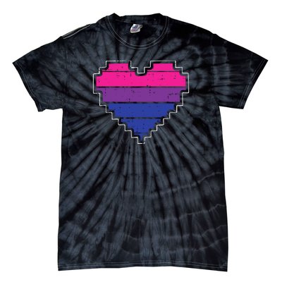 Pixel Heart Bisexual Pride Retro Gaming LGBTQ Ally Gamer Tie-Dye T-Shirt