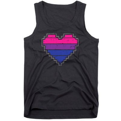 Pixel Heart Bisexual Pride Retro Gaming LGBTQ Ally Gamer Tank Top