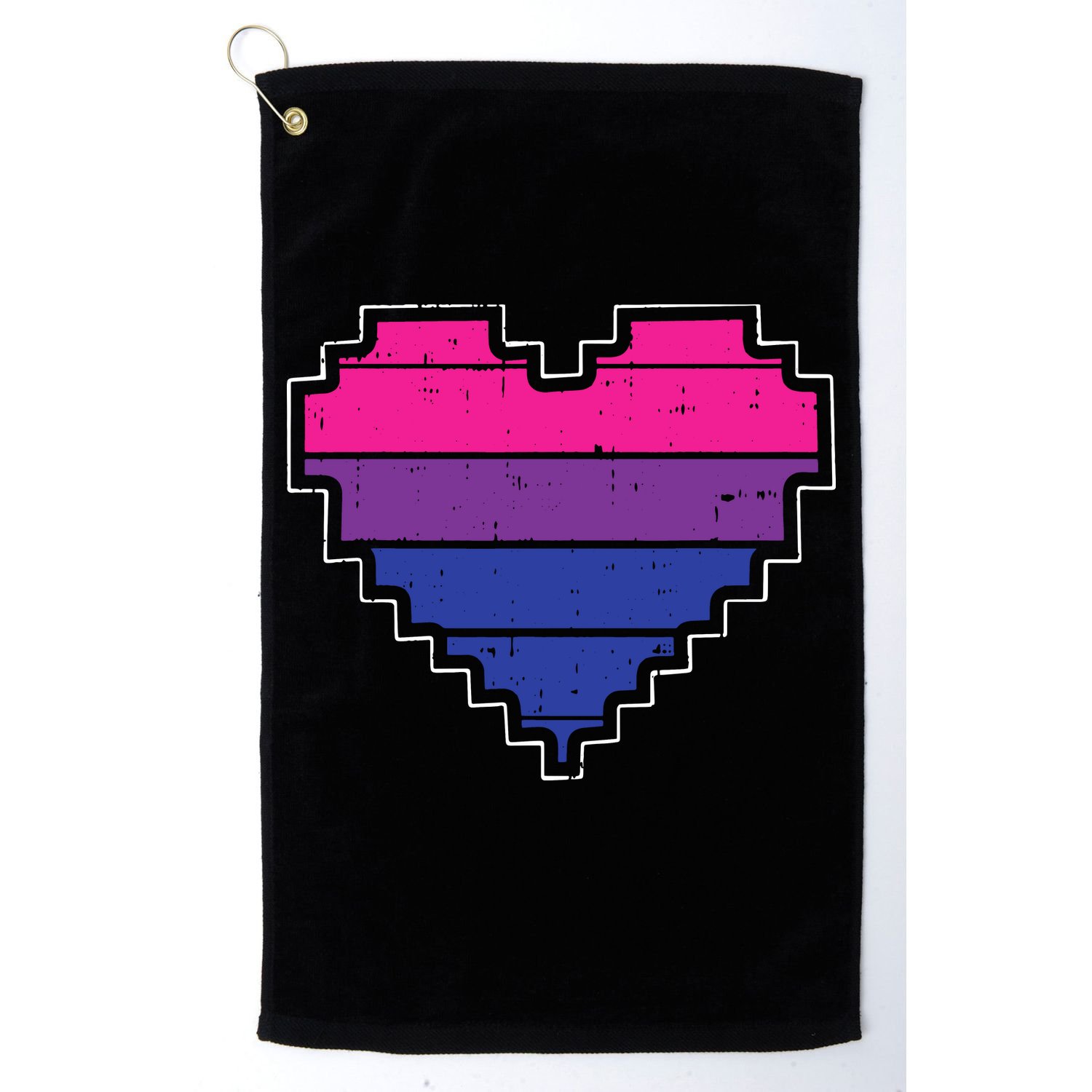 Pixel Heart Bisexual Pride Retro Gaming LGBTQ Ally Gamer Golf Towel