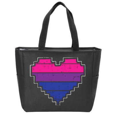 Pixel Heart Bisexual Pride Retro Gaming LGBTQ Ally Gamer Zip Tote Bag