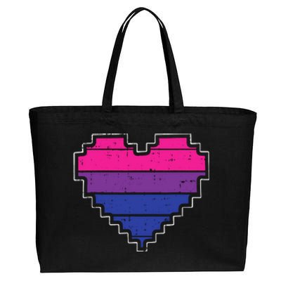 Pixel Heart Bisexual Pride Retro Gaming LGBTQ Ally Gamer Cotton Canvas Jumbo Tote