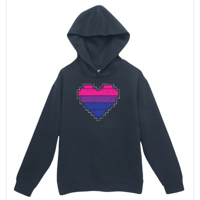 Pixel Heart Bisexual Pride Retro Gaming LGBTQ Ally Gamer Urban Pullover Hoodie