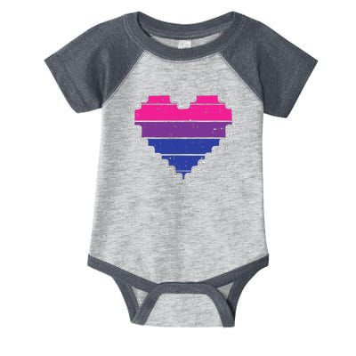 Pixel Heart Bisexual Pride Retro Gaming LGBTQ Ally Gamer Infant Baby Jersey Bodysuit