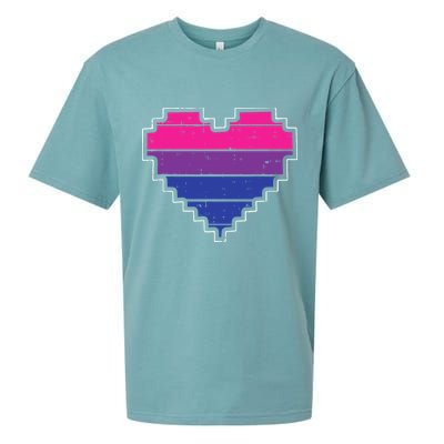 Pixel Heart Bisexual Pride Retro Gaming LGBTQ Ally Gamer Sueded Cloud Jersey T-Shirt
