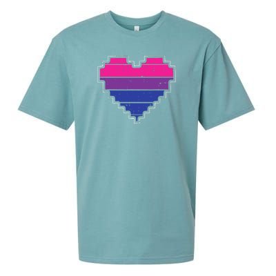 Pixel Heart Bisexual Pride Retro Gaming LGBTQ Ally Gamer Sueded Cloud Jersey T-Shirt