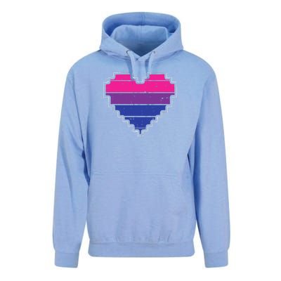 Pixel Heart Bisexual Pride Retro Gaming LGBTQ Ally Gamer Unisex Surf Hoodie