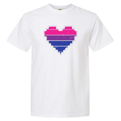 Pixel Heart Bisexual Pride Retro Gaming LGBTQ Ally Gamer Garment-Dyed Heavyweight T-Shirt