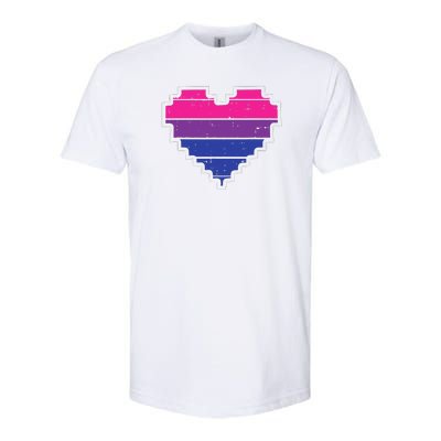 Pixel Heart Bisexual Pride Retro Gaming LGBTQ Ally Gamer Softstyle CVC T-Shirt