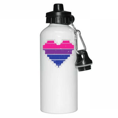 Pixel Heart Bisexual Pride Retro Gaming LGBTQ Ally Gamer Aluminum Water Bottle