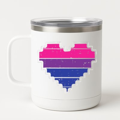 Pixel Heart Bisexual Pride Retro Gaming LGBTQ Ally Gamer 12 oz Stainless Steel Tumbler Cup