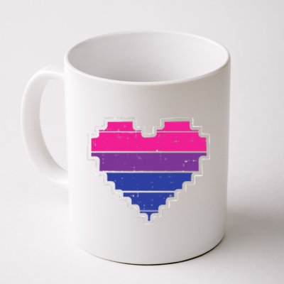 Pixel Heart Bisexual Pride Retro Gaming LGBTQ Ally Gamer Coffee Mug