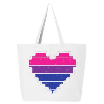 Pixel Heart Bisexual Pride Retro Gaming LGBTQ Ally Gamer 25L Jumbo Tote