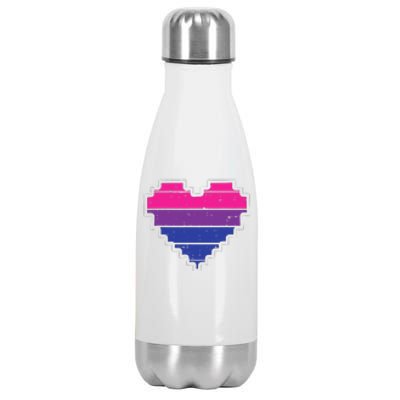 Pixel Heart Bisexual Pride Retro Gaming LGBTQ Ally Gamer Stainless Steel Insulated Water Bottle