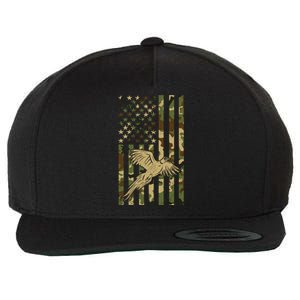 Pheasant Hunting Bird Hunter Hunting American Flag Camo Gift Wool Snapback Cap