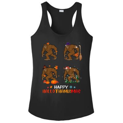 Ph Hallothanksmas Bigfoot Halloween Thanksgiving Christmas Ladies PosiCharge Competitor Racerback Tank