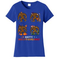 Ph Hallothanksmas Bigfoot Halloween Thanksgiving Christmas Women's T-Shirt