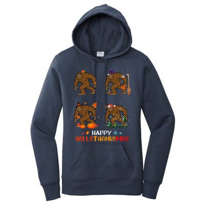 Ph Hallothanksmas Bigfoot Halloween Thanksgiving Christmas Women's Pullover Hoodie