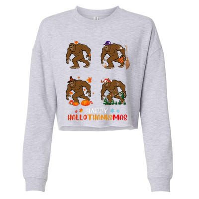 Ph Hallothanksmas Bigfoot Halloween Thanksgiving Christmas Cropped Pullover Crew