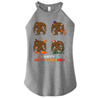 Ph Hallothanksmas Bigfoot Halloween Thanksgiving Christmas Women's Perfect Tri Rocker Tank