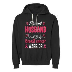 Proud Husband Breast Cancer Warrior Awareness Pink Ribbon Garment-Dyed Fleece Hoodie