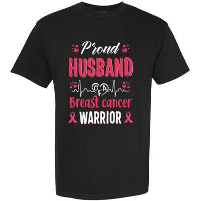 Proud Husband Breast Cancer Warrior Awareness Pink Ribbon Garment-Dyed Heavyweight T-Shirt