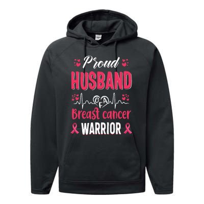 Proud Husband Breast Cancer Warrior Awareness Pink Ribbon Performance Fleece Hoodie