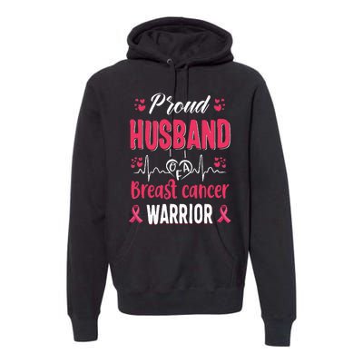 Proud Husband Breast Cancer Warrior Awareness Pink Ribbon Premium Hoodie