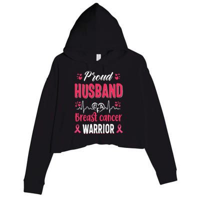 Proud Husband Breast Cancer Warrior Awareness Pink Ribbon Crop Fleece Hoodie