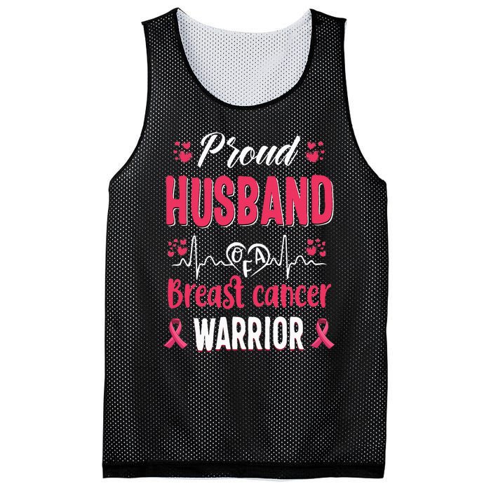 Proud Husband Breast Cancer Warrior Awareness Pink Ribbon Mesh Reversible Basketball Jersey Tank