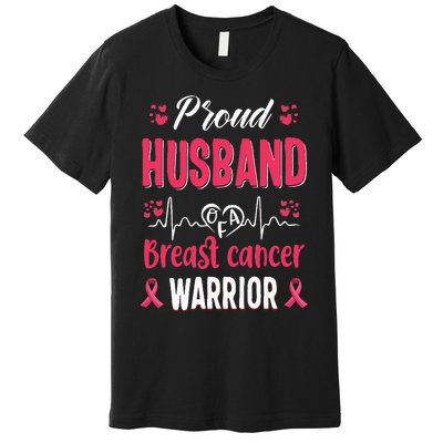 Proud Husband Breast Cancer Warrior Awareness Pink Ribbon Premium T-Shirt