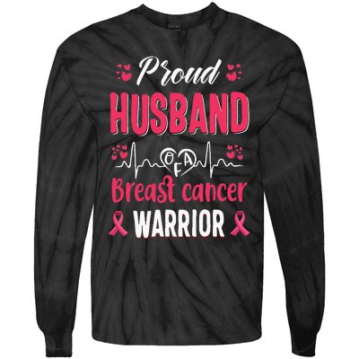 Proud Husband Breast Cancer Warrior Awareness Pink Ribbon Tie-Dye Long Sleeve Shirt