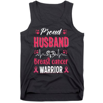 Proud Husband Breast Cancer Warrior Awareness Pink Ribbon Tank Top