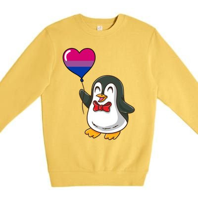 Penguin Heart Balloon Bisexual Pride Gift Premium Crewneck Sweatshirt