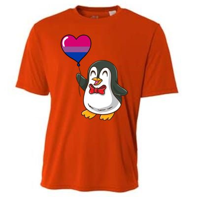 Penguin Heart Balloon Bisexual Pride Gift Cooling Performance Crew T-Shirt