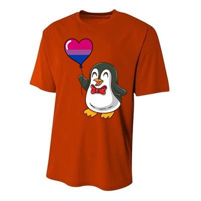 Penguin Heart Balloon Bisexual Pride Gift Performance Sprint T-Shirt