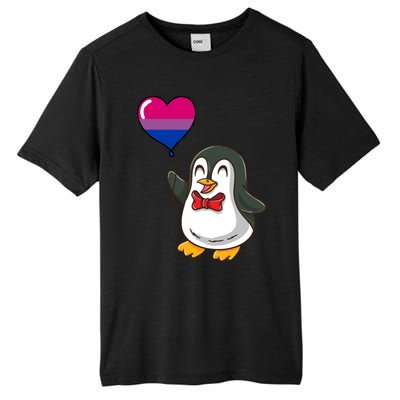 Penguin Heart Balloon Bisexual Pride Gift Tall Fusion ChromaSoft Performance T-Shirt