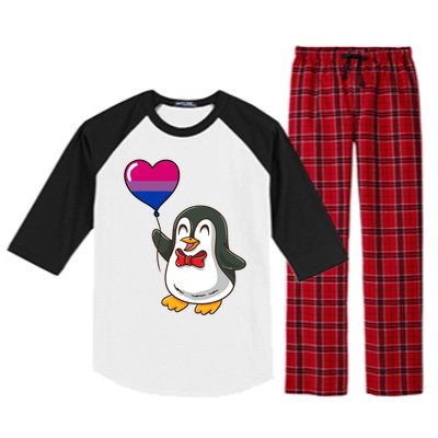 Penguin Heart Balloon Bisexual Pride Gift Raglan Sleeve Pajama Set