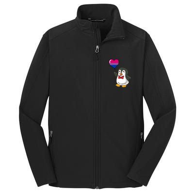 Penguin Heart Balloon Bisexual Pride Gift Core Soft Shell Jacket