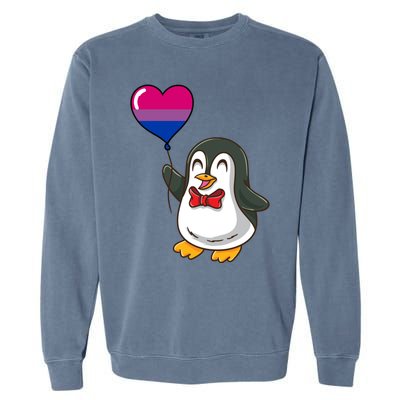 Penguin Heart Balloon Bisexual Pride Gift Garment-Dyed Sweatshirt