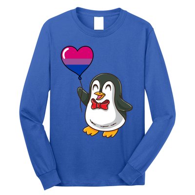 Penguin Heart Balloon Bisexual Pride Gift Long Sleeve Shirt