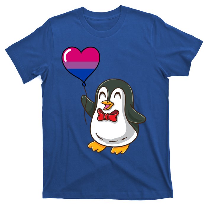 Penguin Heart Balloon Bisexual Pride Gift T-Shirt