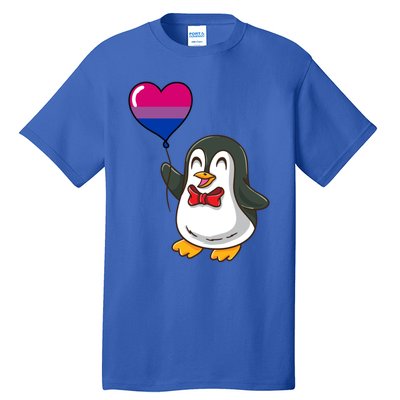 Penguin Heart Balloon Bisexual Pride Gift Tall T-Shirt