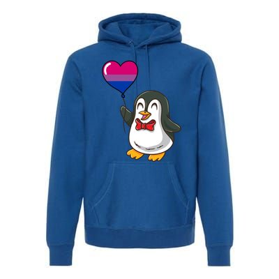 Penguin Heart Balloon Bisexual Pride Gift Premium Hoodie