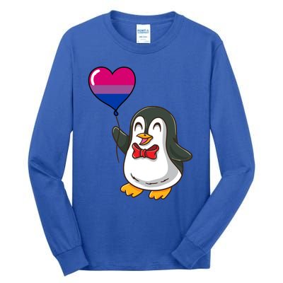 Penguin Heart Balloon Bisexual Pride Gift Tall Long Sleeve T-Shirt