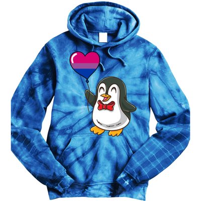 Penguin Heart Balloon Bisexual Pride Gift Tie Dye Hoodie