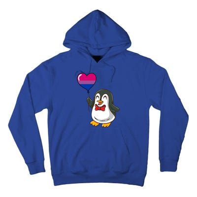 Penguin Heart Balloon Bisexual Pride Gift Tall Hoodie