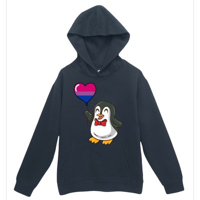 Penguin Heart Balloon Bisexual Pride Gift Urban Pullover Hoodie