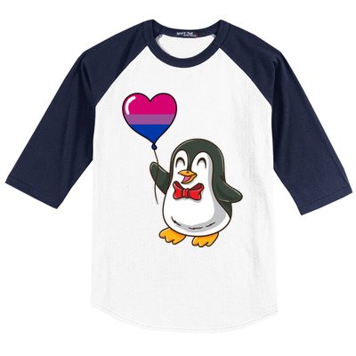 Penguin Heart Balloon Bisexual Pride Gift Baseball Sleeve Shirt