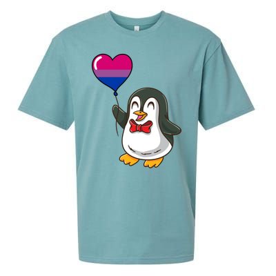 Penguin Heart Balloon Bisexual Pride Gift Sueded Cloud Jersey T-Shirt