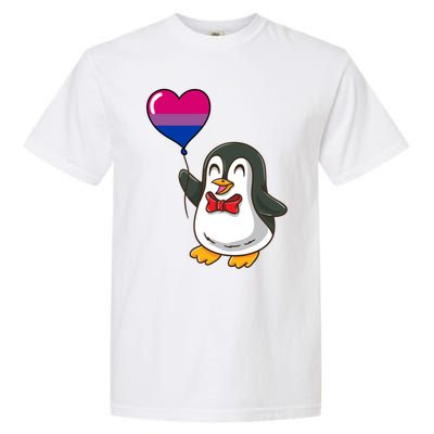 Penguin Heart Balloon Bisexual Pride Gift Garment-Dyed Heavyweight T-Shirt